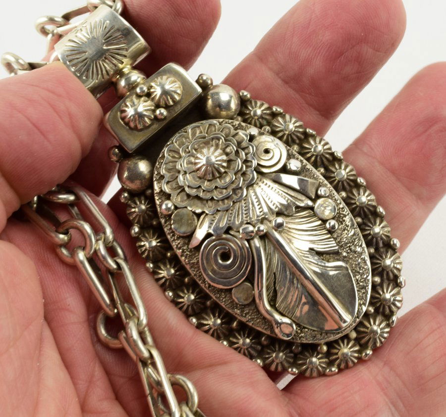 Ben Begaye Sterling Lg. Cactus Flower Concho Bead Neck (1 of 5)