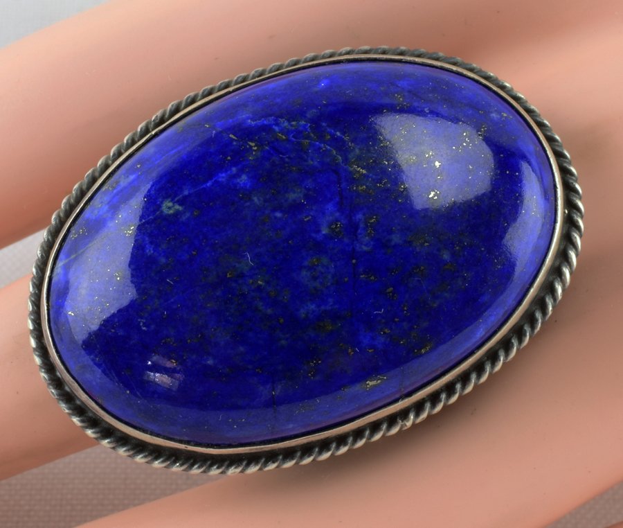 Navajo Large Sterling Silver Lapis Men's Ring (1 of 5)