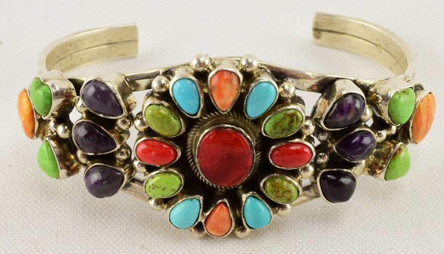 Bobby Johnson Sterling Multi-Stone Heart Bracelet (1 of 5)