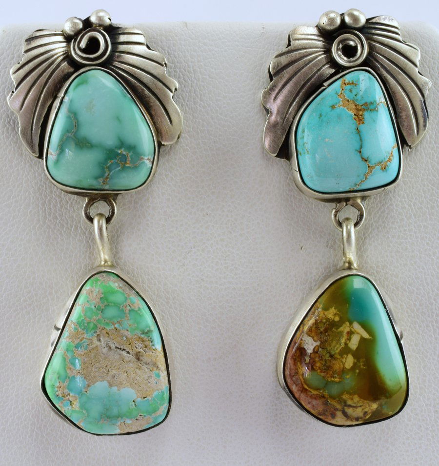 Navajo Sterling Silver Royston Turquoise Earrings (1 of 4)