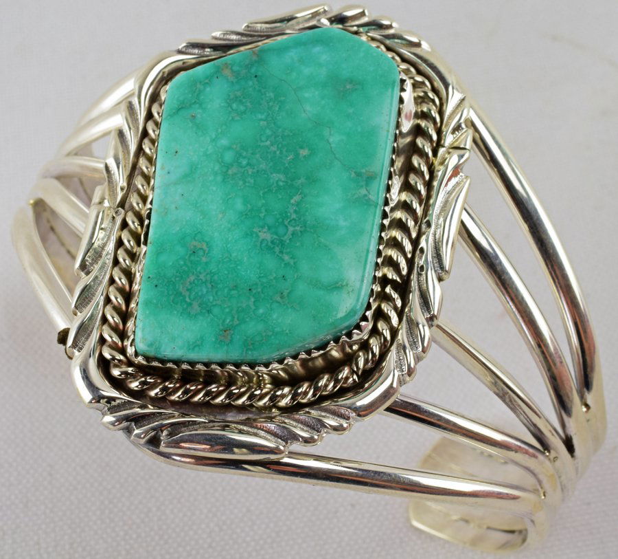 Navajo Sterling Silver Sonoran Turquoise Bracelet (1 of 4)