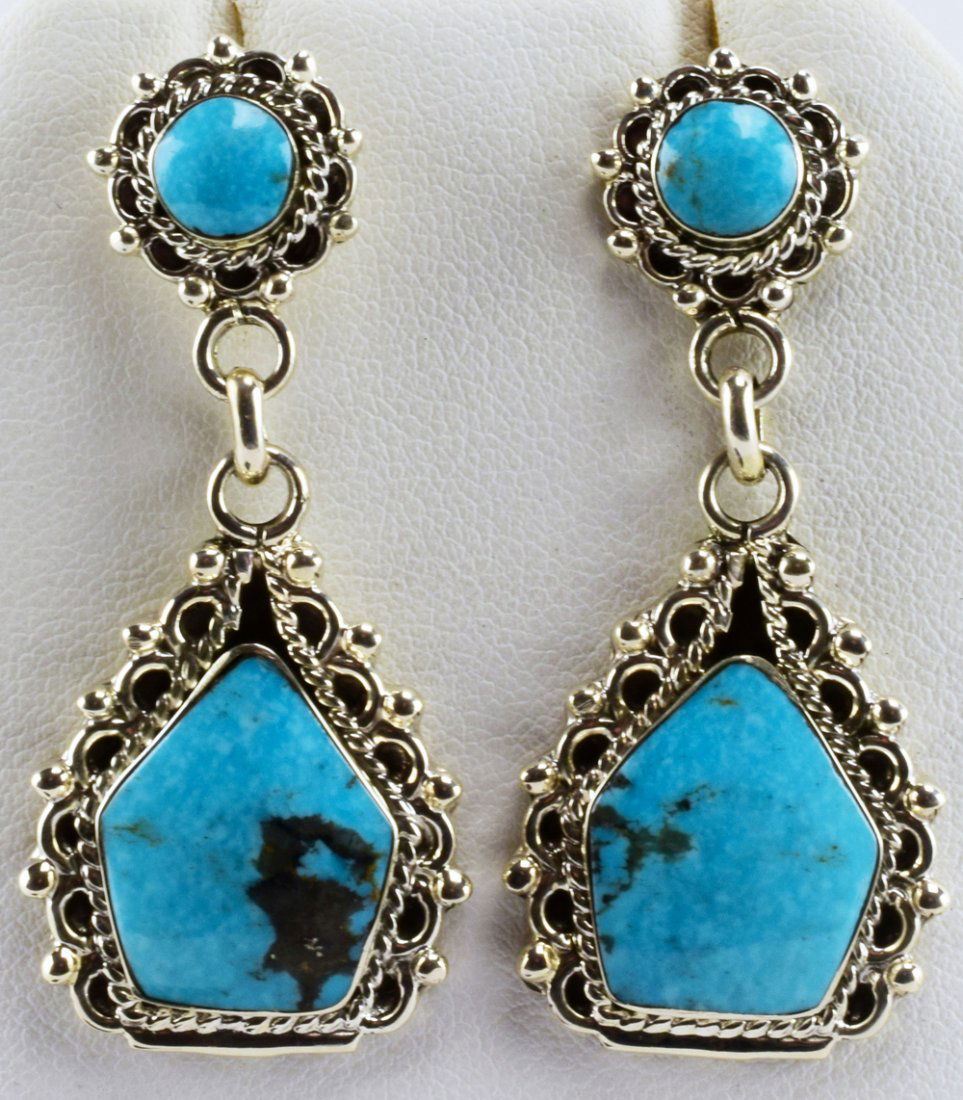 Navajo, Indian Mtn. Sterling Turquoise Dangle Earrings (1 of 3)