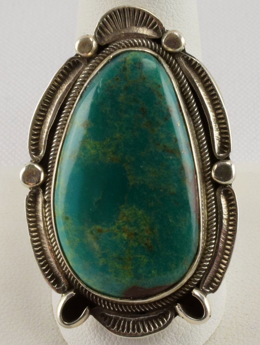 Navajo, R. Tom Sterling Cerrillos Turquoise Ring (1 of 4)