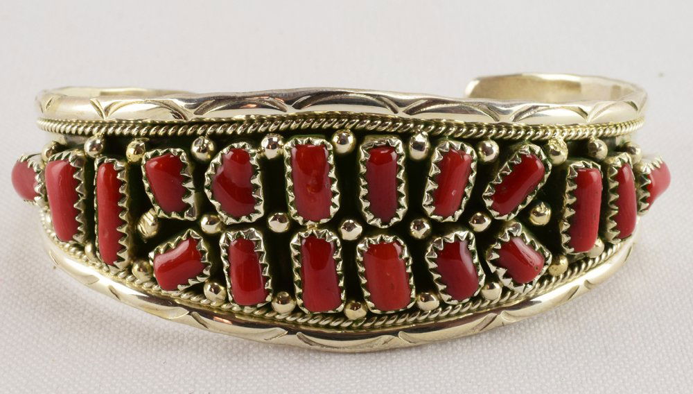 Anita Whitegoat Sterling Silver Coral Nugget Bracelet (1 of 4)