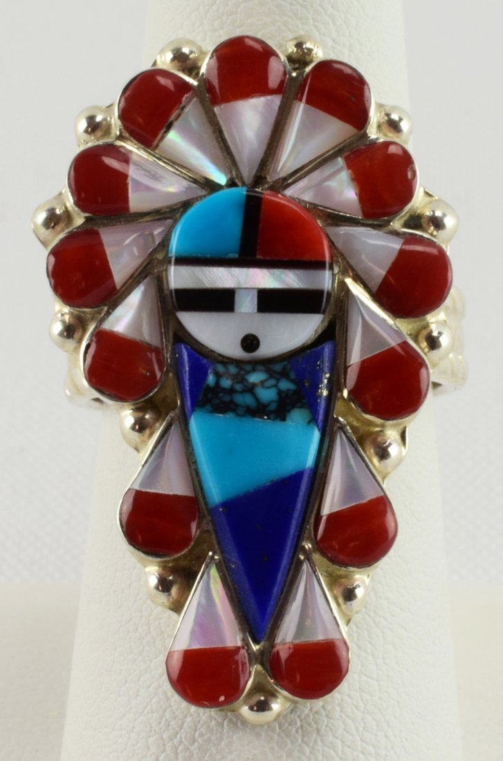 Native American Zuni Inlay Sunface Ring (1 of 4)