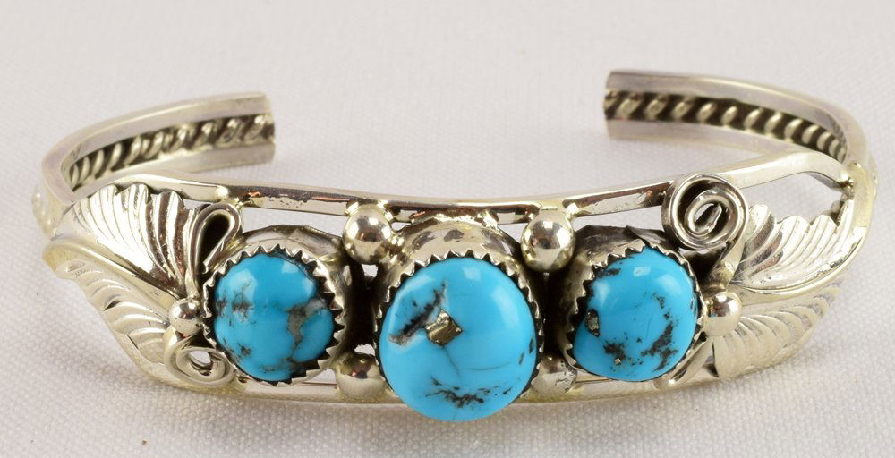Native American Kingman Vintage 3 Stone Bracelet (1 of 4)
