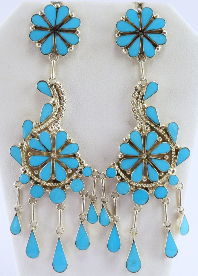 Bryant Othole Sleeping Beauty Turquoise Lg, Earrings: For pierced ears these earrings measure 4 inches in length and are 1.25 inches at the widest part. These are stunning and really have a lot of movement. They have Natural Sleeping Beauty Turquoise han