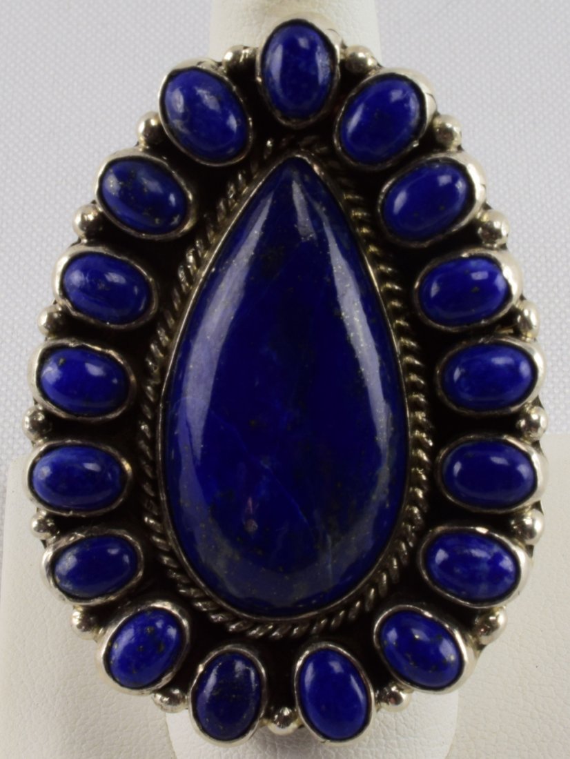 Geraldine James Sterling Silver Large Lapis Ring (1 of 4)