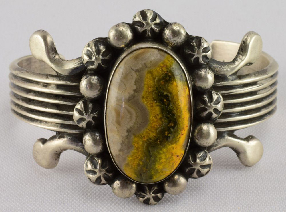 Native American Sterling Bumble Bee Jasper Bracelet (1 of 4)