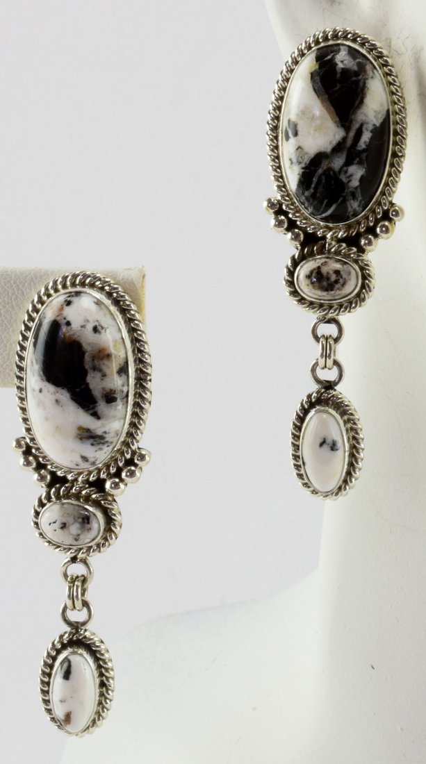Navajo Sterling White Buffalo Turquoise Earrings (1 of 3)