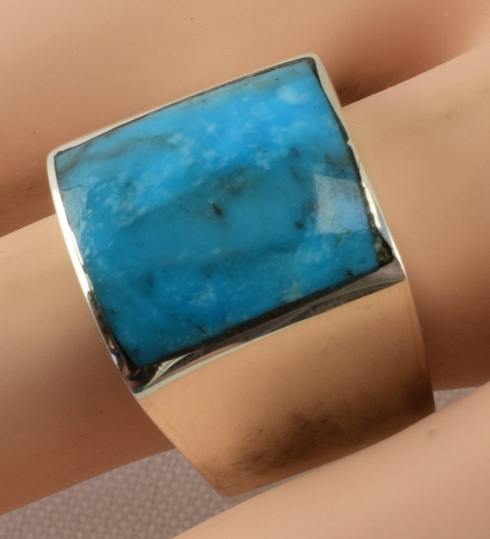 Navajo Sterling Kingman Turquoise Men's Ring (1 of 3)