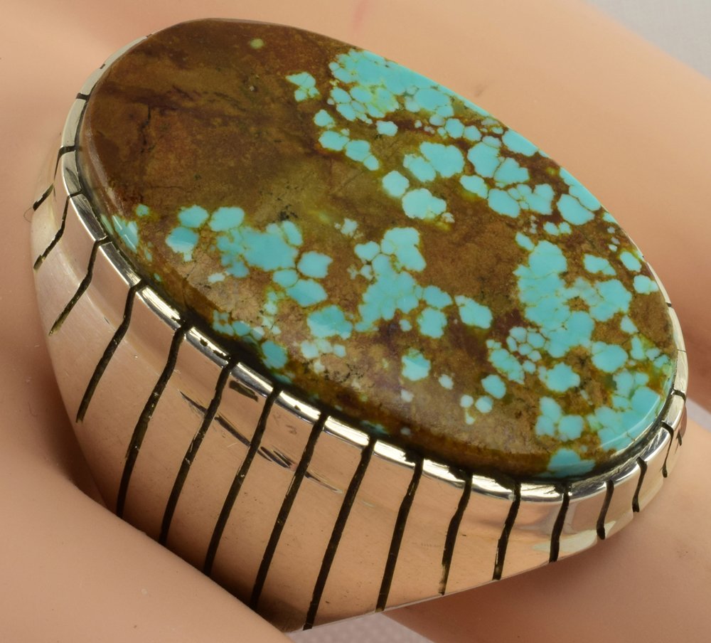 Ray Jack, Navajo, Sterling No. 8 Turquoise Men's Ring (1 of 5)