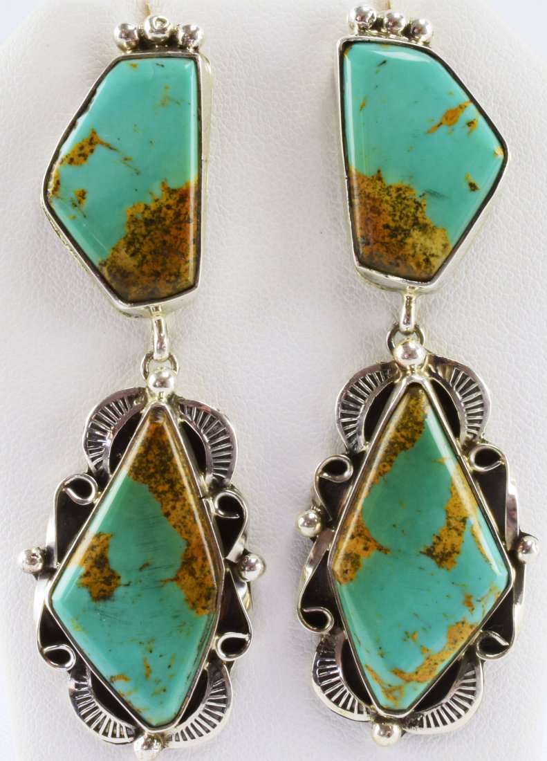 Navajo Sterling Sierrra Nevada Turquoise Earrings (1 of 3)