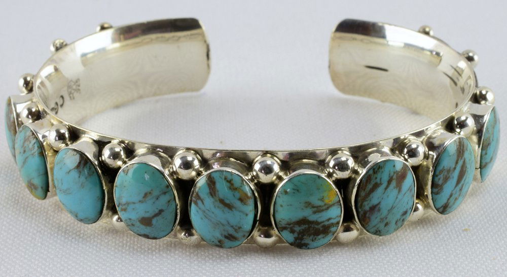 Tom Lewis Sterling Black Diamond Turquoise Bracelet (1 of 5)