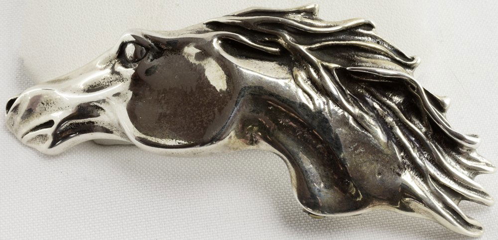 Vintage Emer Thompson  Galloping Horse Head Belt Buckle (1 of 5)