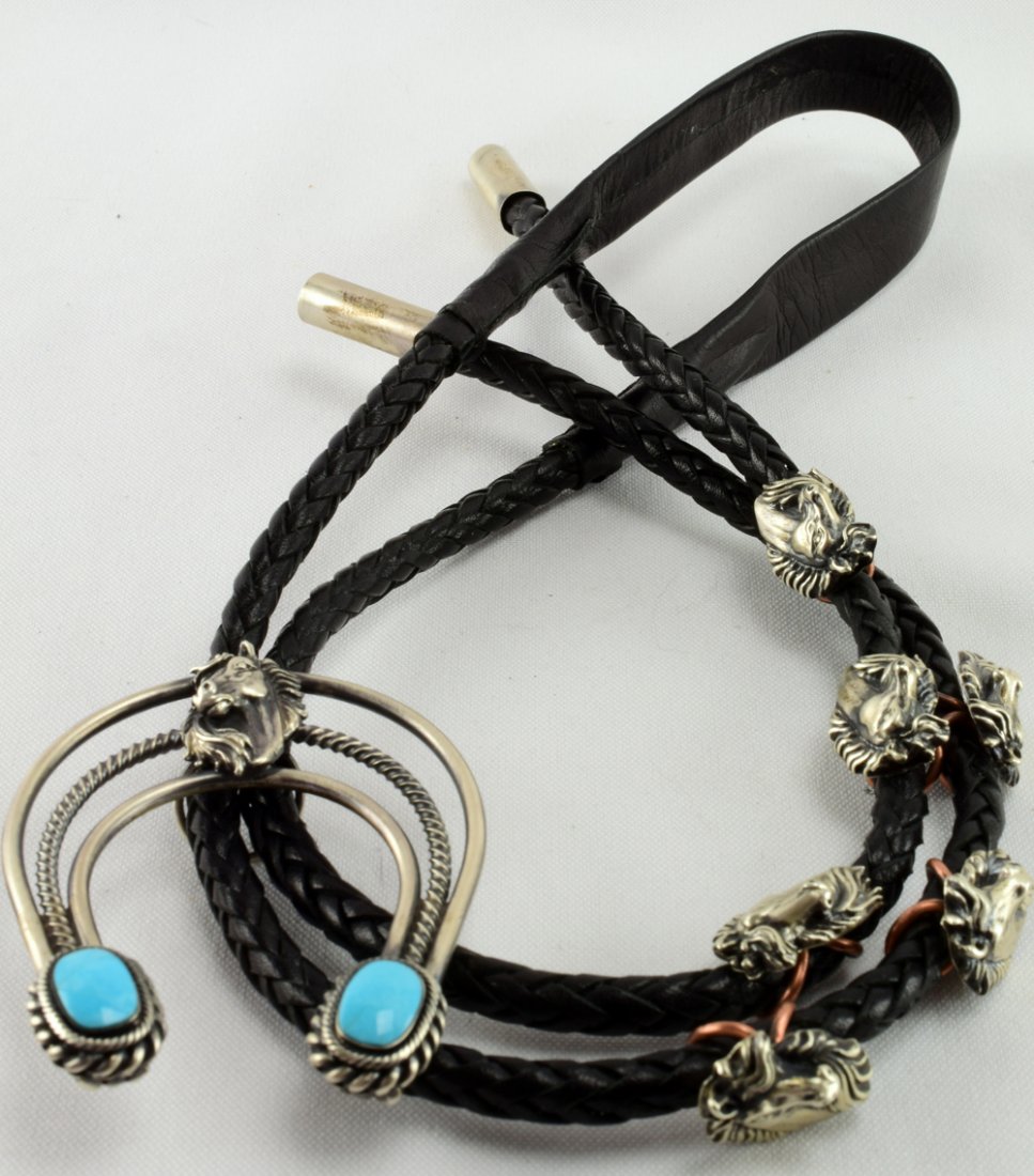 Navajo Sterling Horse Head Men's Bolo Tie (1 of 7)