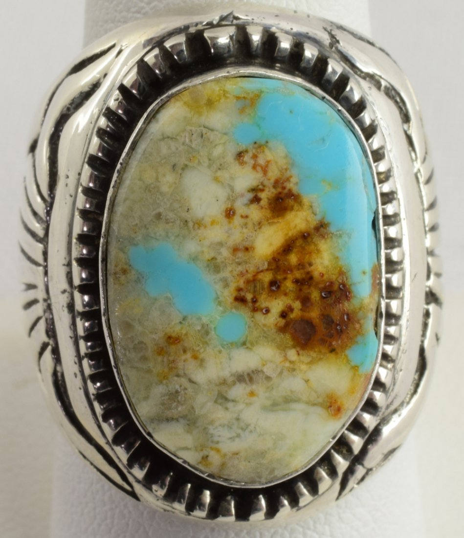 Navajo Sterling Dry Creek Turquoise Men's Ring (1 of 5)