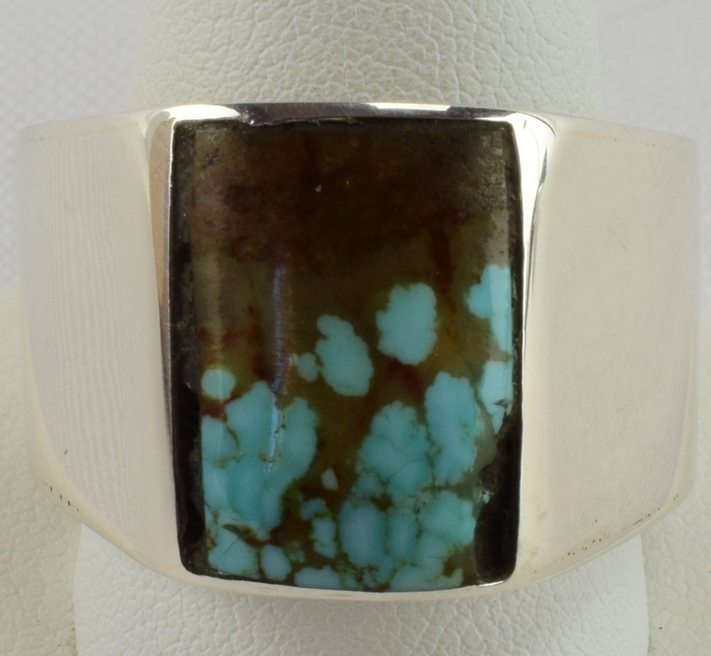 Chimney Butte Sterling No. 8 Turquoise Men's Ring (1 of 5)
