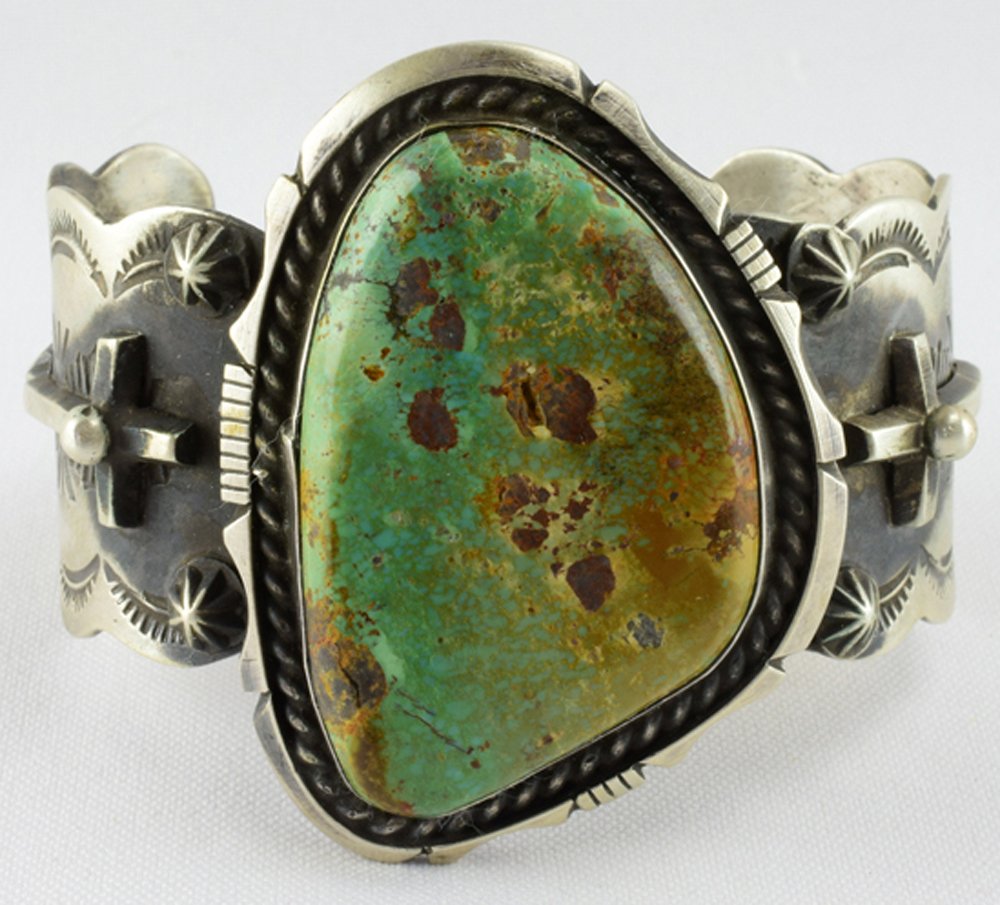 Native American Sterling Manassa Turquoise Bracelet (1 of 5)