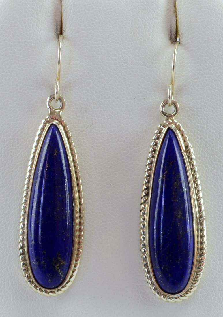 Native American Sterling Silver Lapis Earrings (1 of 3)