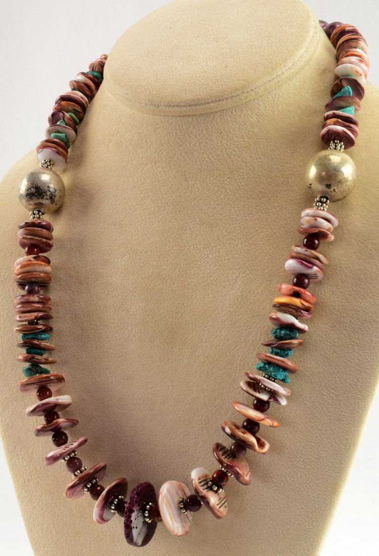 Navajo Purple Spiney Oyster and Turquoise Necklace (1 of 5)