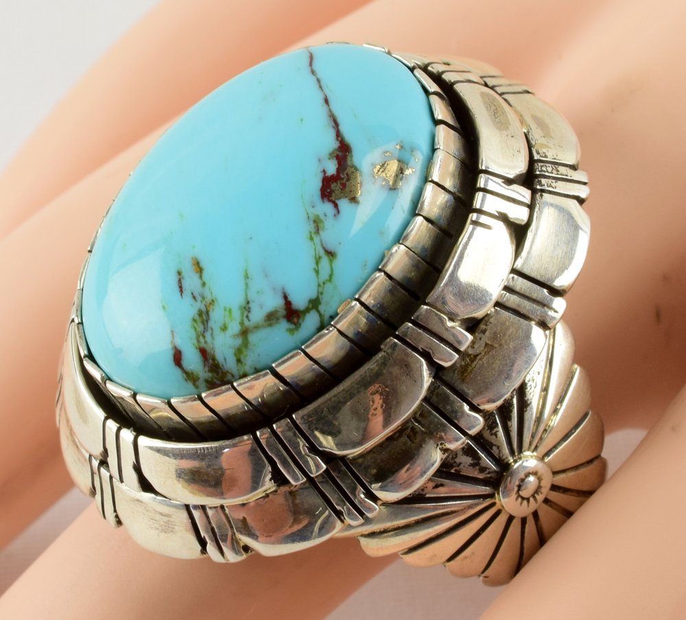 Sterling Easter Blue Lg. Men's Turquoise Ring (1 of 5)