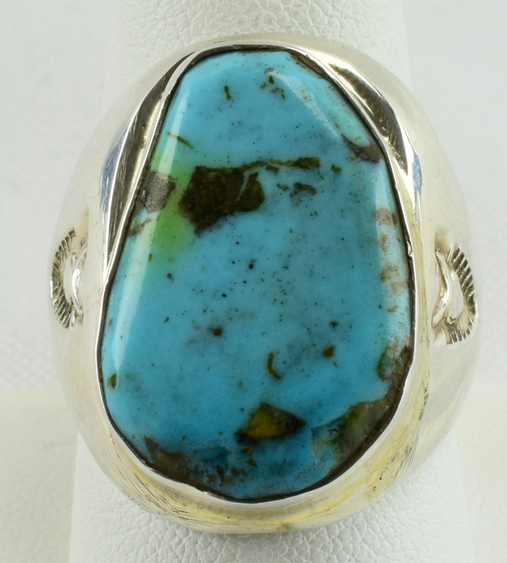 Native American Number 8 Turquoise Men's Ring (1 of 4)