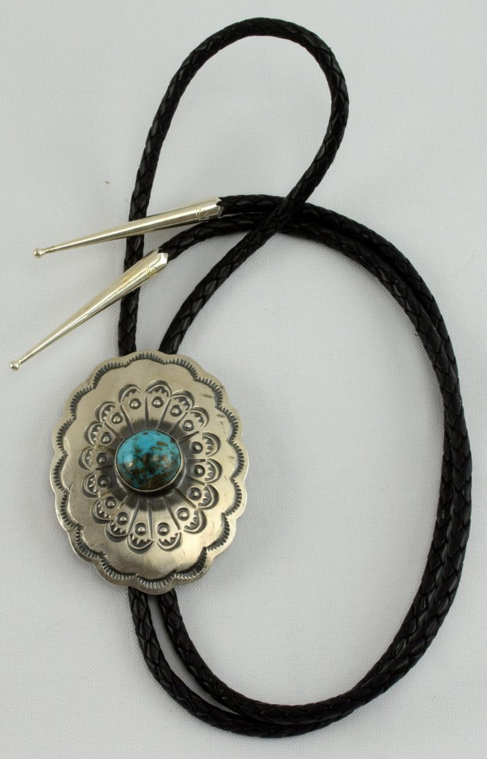 Native American Sterling Silver Bolo Tie w/Turquoise (1 of 4)