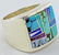 Navajo Sterling Silver Multi-Stone Large Men's Ring