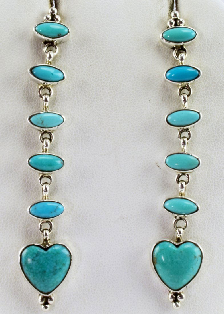 Navajo Sterling Kingman Turq. Earrings -Geraldine James (1 of 3)