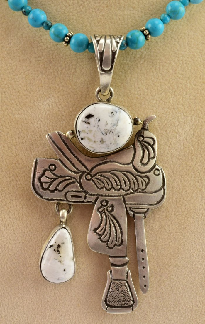 Charles Johnson Sterling White Buffalo Saddle Pendant (1 of 4)
