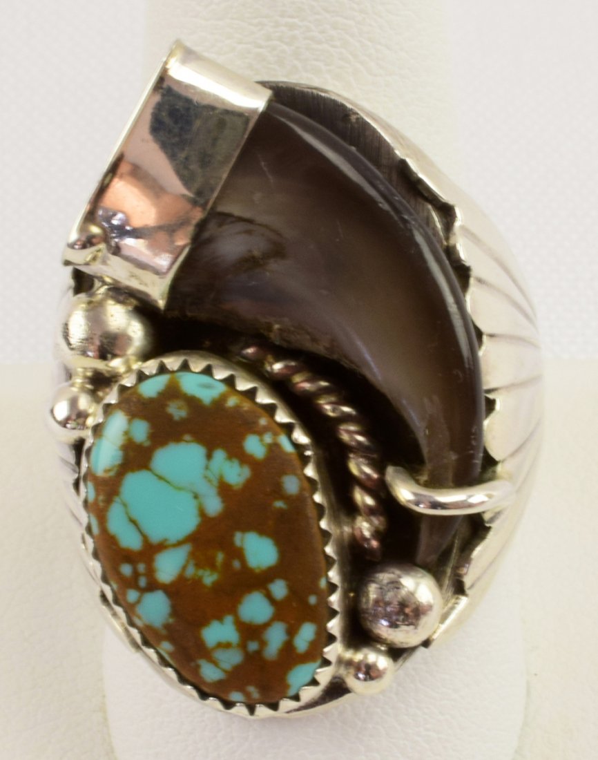 Navajo Sterling Silver Men's Bear Claw Ring (1 of 5)