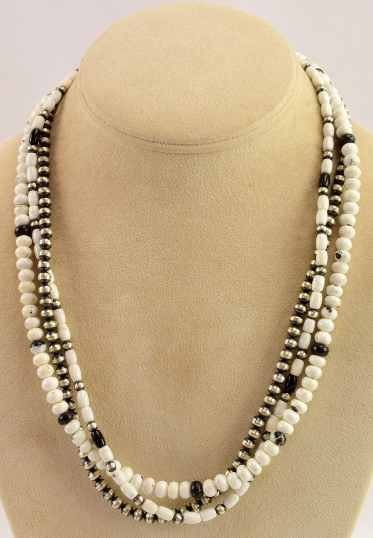 Navajo White Buffalo Turquoise & Bench Bead Necklace (1 of 3)