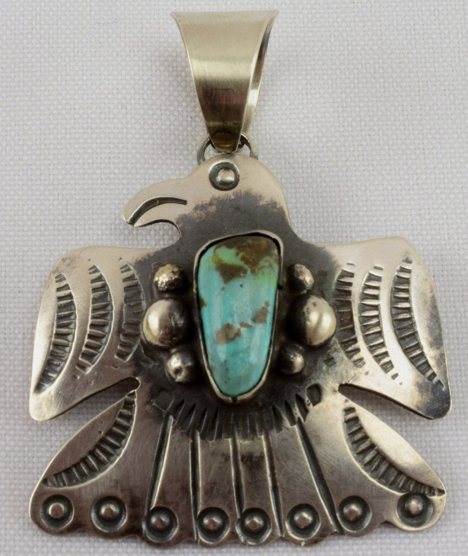 Chimney Butte Sterling Eagle Pendant w/Turquoise (1 of 3)