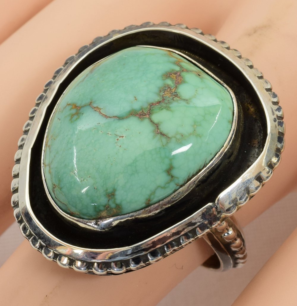 Navajo Sterling Royston Turquoise Shadowbox Ring (1 of 3)