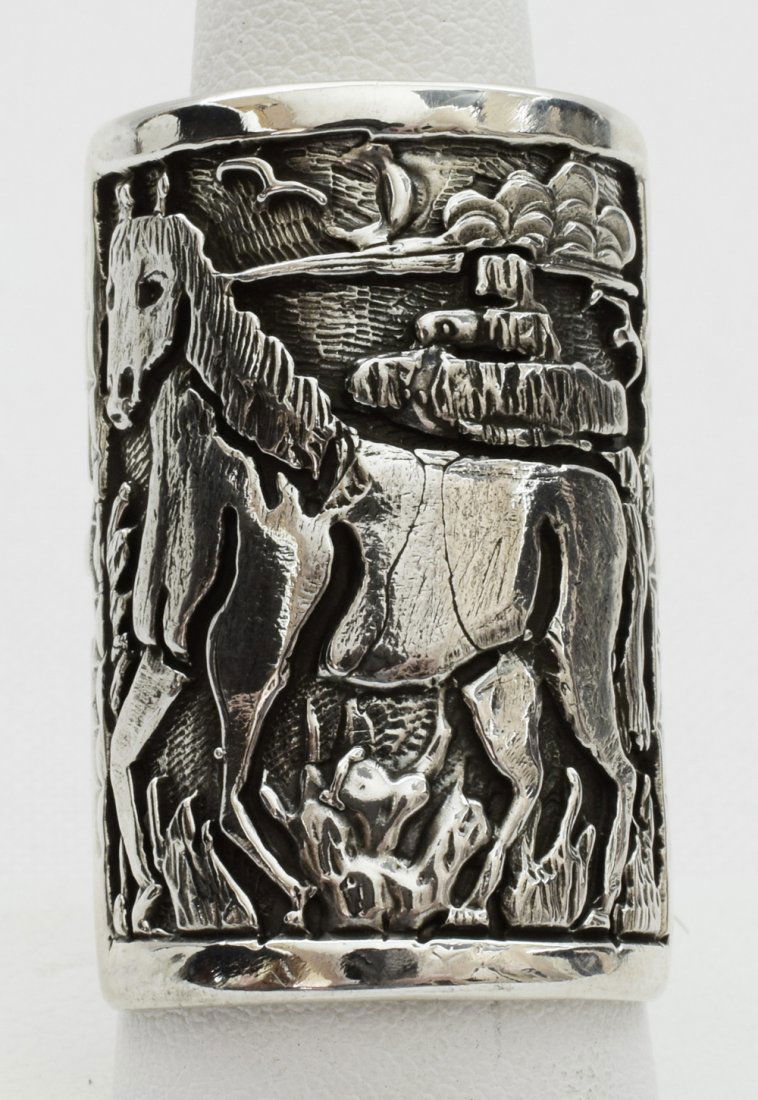 Navajo, Joe Paul, Sterling Wide Band Horse Ring (1 of 5)