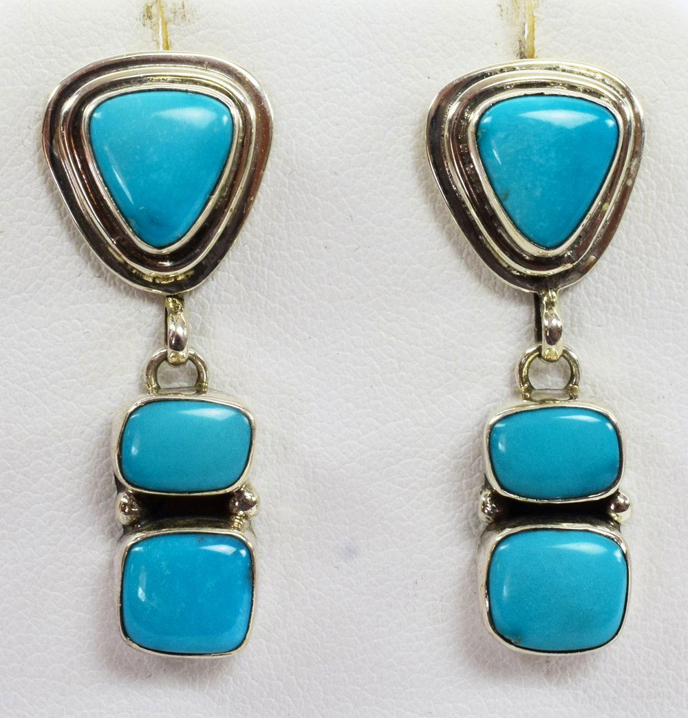 Native American Sterling Silver Turquoise Earrings (1 of 3)