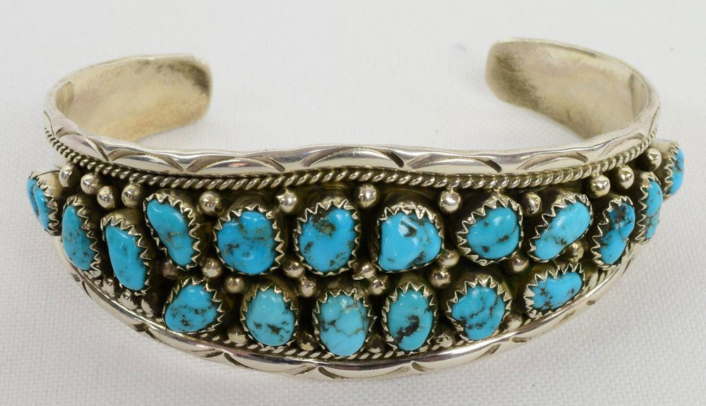 Anita Whitegoat Sterling Turquoise Nugget Bracelet (1 of 4)