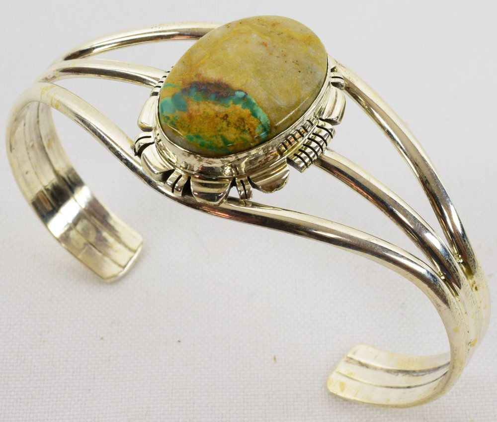 Navajo Sterling Boulder Turquoise Bracelet (1 of 4)