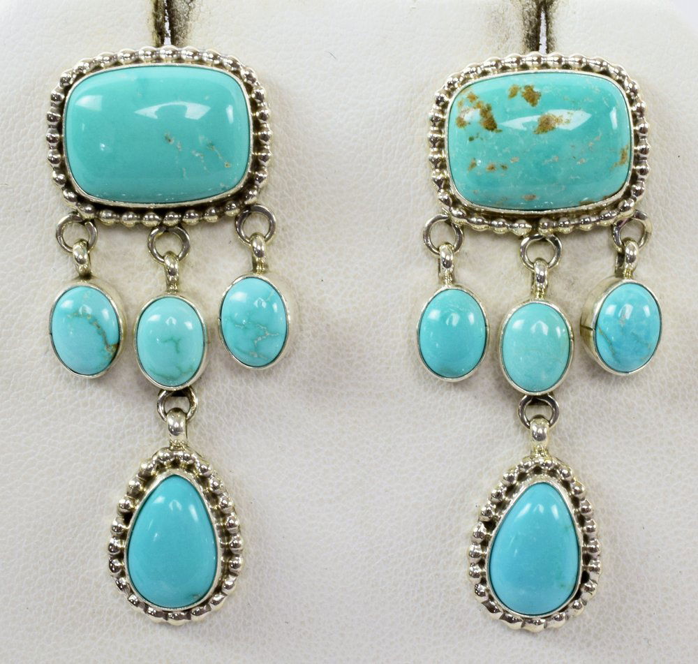Navajo Sterling Cripple Creek Turquoise Earrings (1 of 3)