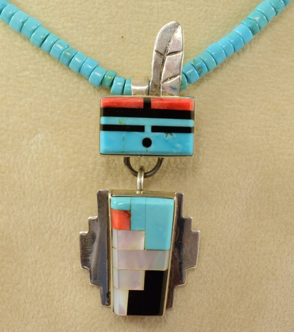 Native American Sterling Multi-Stone Inlay Pendant (1 of 3)