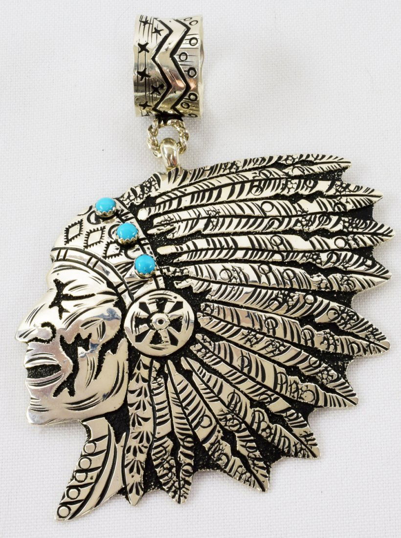 Richard Singer Indian Chief Pendant w/Turquoise (1 of 4)
