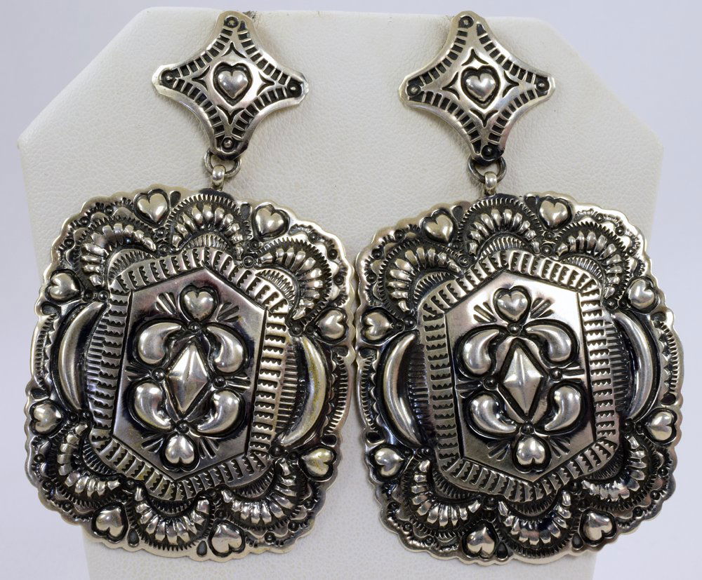 Darryl Becenti Sterling Silver Repousse lg. Earrings (1 of 3)