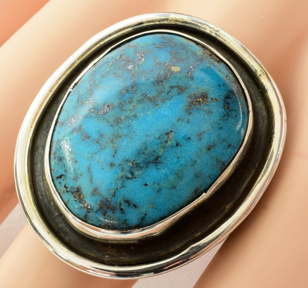 Native American Sterling Kingman Men's Turquoise Ring (1 of 3)