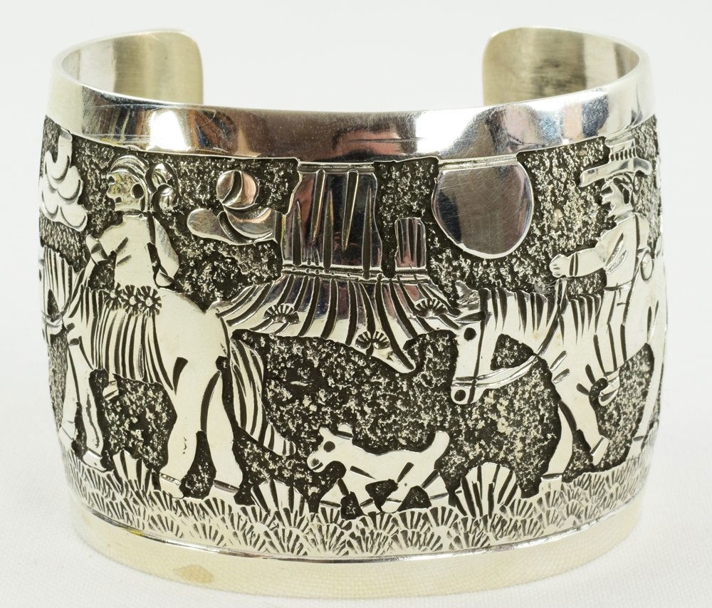 Elaine Becenti Sterling Horse  Story Teller Bracelet (1 of 6)