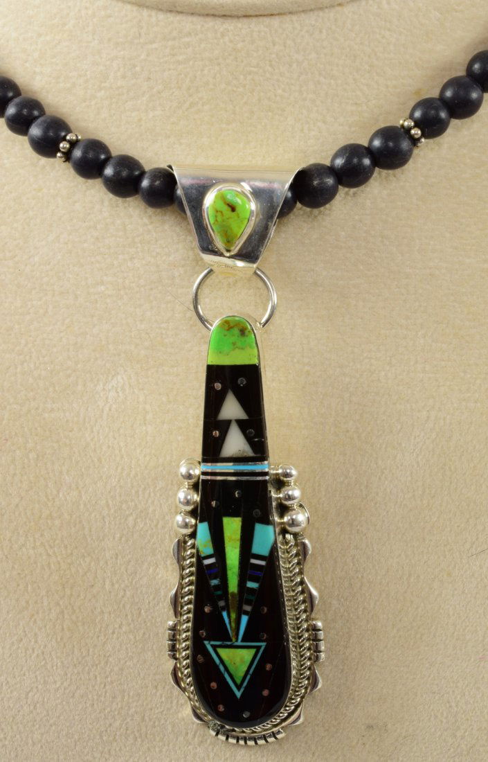 Ray Jack Sterling Micro Inlay "Downward Arrow" Pendant (1 of 3)