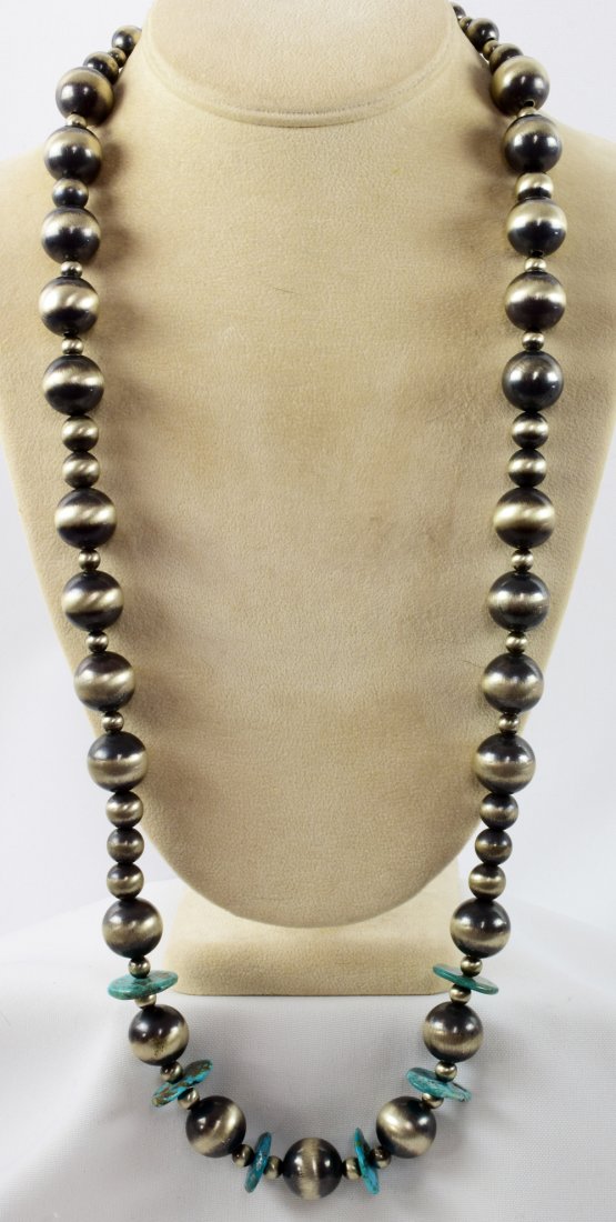 Native American Bench Bead & Turq. Necklace -  30 in. (1 of 6)