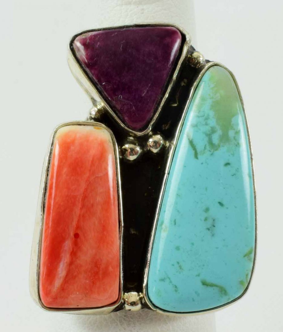 Russell Sam Free Form Turquoise & Spiny Oyster Ring (1 of 4)