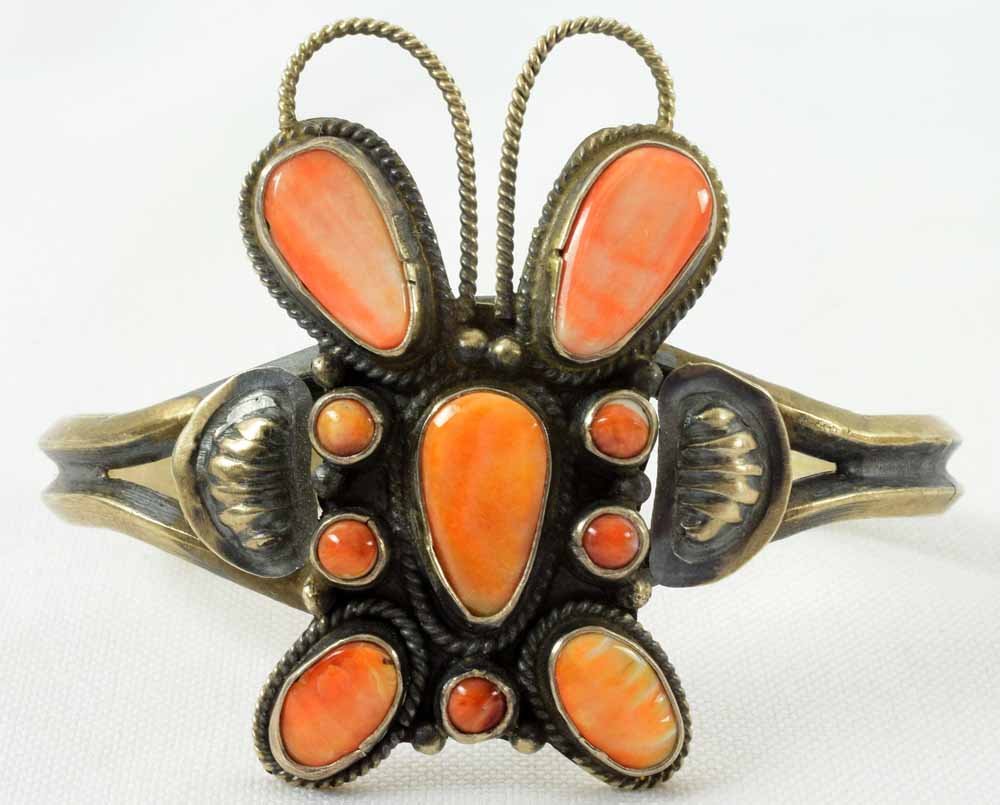 Dean Brown Navajo, Sterling Spiny Oyster Butterfly Cuff (1 of 5)