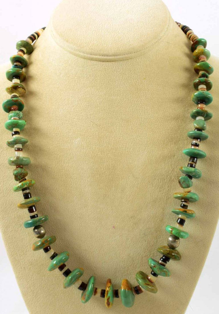 Native American Royston Turquoise & Heishi Necklace (1 of 3)